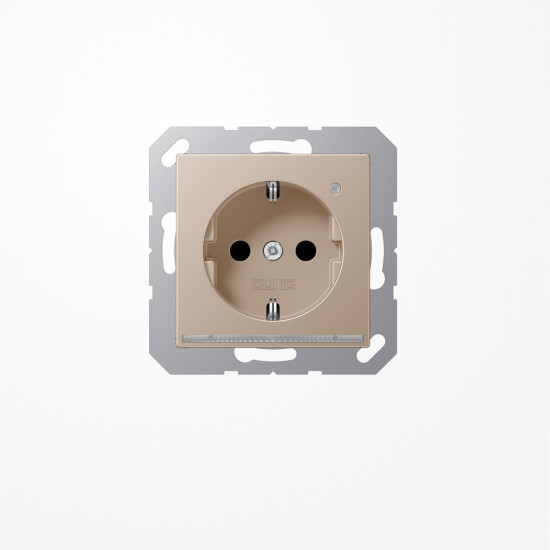 Jung A1520-OCHLNW SCHUKO-Steckdose mit LED-Orientierungslicht, 16 A 250 V ~, SAFETY+, Thermoplast lackiert, Serie A, champagner