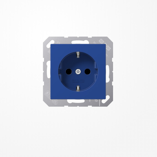 Jung A1520BFKIBL SCHUKO-Steckdose, 16 A 250 V ~, SAFETY+, Thermoplast, Serie A, blau