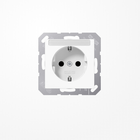 Jung A1520BFKINAWW SCHUKO-Steckdose, 16 A 250 V ~, mit Schriftfeld, SAFETY+, Thermoplast, Serie AS/A, alpinweiß