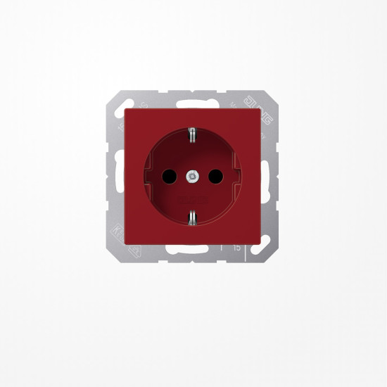 Jung A1520BFKIRT SCHUKO-Steckdose, 16 A 250 V ~, SAFETY+, Thermoplast, Serie A, rot