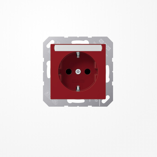 Jung A1520BFNART SCHUKO-Steckdose, 16 A 250 V ~, mit Schriftfeld, Thermoplast, Serie AS/A, rot