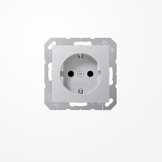Jung A1520KIAL SCHUKO-Steckdose, 16 A 250 V ~, SAFETY+, Duroplast lackiert, Serie A, aluminium