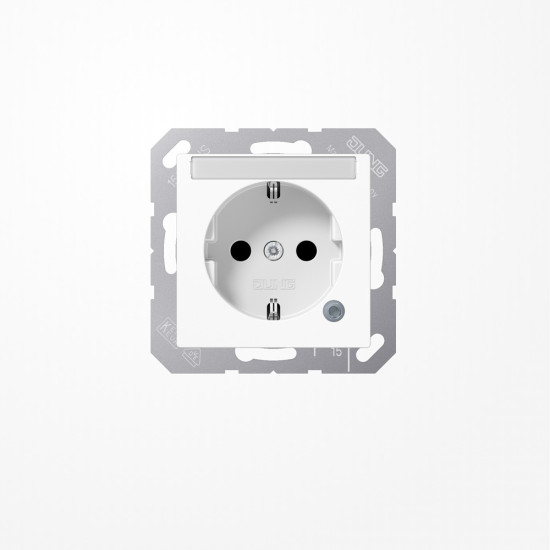 Jung ABA1520BFNAKOWW SCHUKO-Steckdose, 16 A 250 V ~, mit Funktionsanzeige, mit Schriftfeld, SAFETY+, Thermoplast antibakteriell, Serie AS, alpinweiß