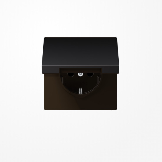 Jung AL1520KIKLD SCHUKO-Steckdose, 16 A 250 V ~, SAFETY+, Klappdeckel, Aluminium lackiert, Serie LS, dark