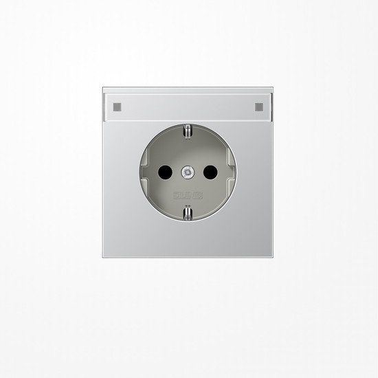 Jung AL1520NA SCHUKO-Steckdose, 16 A 250 V ~, mit Schriftfeld, Serie LS, Aluminium