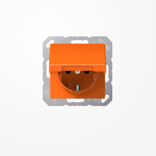 Jung AS1520BFKLO SCHUKO-Steckdose, 16 A 250 V ~, Klappdeckel, Thermoplast, Serie AS, orange (für ZSV)