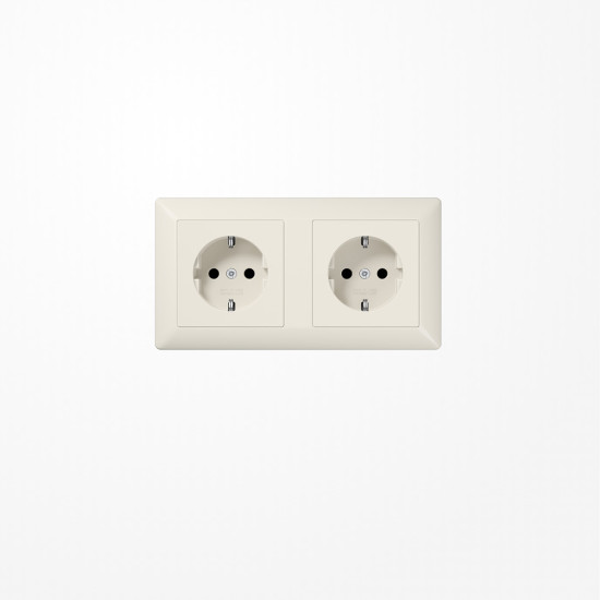 Jung AS1522BF Kabelkanal-SCHUKO-Steckdose, 2fach, 16 A 250 V ~, ohne Krallen, Thermoplast, Serie AS, weiß