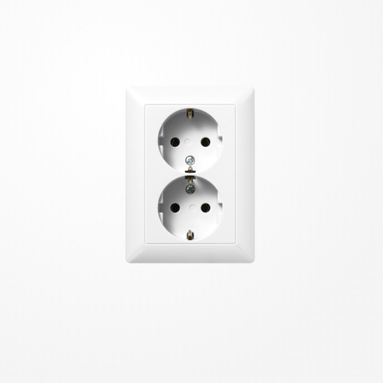 Jung AS5020KIUWW SCHUKO-Zweifach-Steckdose, 16 A 250 V ~, SAFETY+, Duroplast, Serie AS, alpinweiß