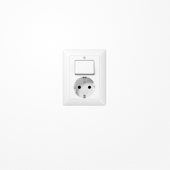 Jung AS5576UWW SCHUKO-Steckdose 16 A 250 V ~ mit Schalter Universal Aus-Wechsel 10 AX 250 V ~, Duroplast, Serie AS, alpinweiß