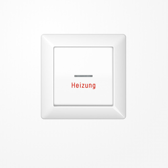 Jung AS590HWW Wippe mit Rahmen mit Lichtleiter, Aufschrift Heizung, Duroplast, Serie AS, alpinweiß