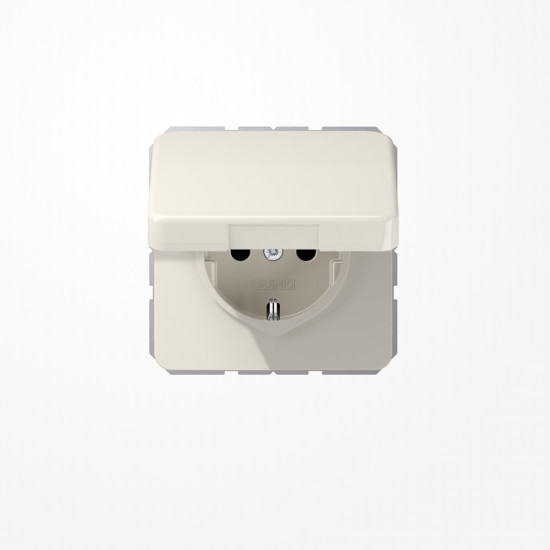 Jung CD1520BFKIKL SCHUKO-Steckdose, 16 A 250 V ~, SAFETY+, Klappdeckel, Thermoplast, Serie CD, weiß
