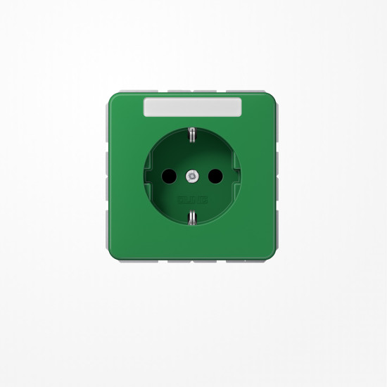 Jung CD1520BFKINAGN SCHUKO-Steckdose, 16 A 250 V ~, mit Schriftfeld, SAFETY+, Thermoplast, Serie CD, grün (für SV)