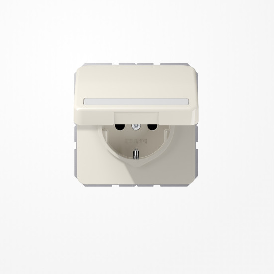 Jung CD1520BFNAKL SCHUKO-Steckdose, 16 A 250 V ~, mit Schriftfeld, SAFETY+, Klappdeckel, Thermoplast, Serie CD, weiß