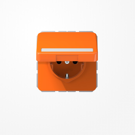 Jung CD1520BFNAKLO SCHUKO-Steckdose, 16 A 250 V ~, mit Schriftfeld, SAFETY+, Klappdeckel, Thermoplast, Serie CD, orange (für ZSV)