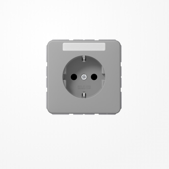 Jung CD1520NAGR SCHUKO-Steckdose, 16 A 250 V ~, mit Schriftfeld, Duroplast, Serie CD, grau