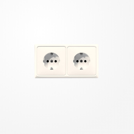 Jung CD522BF Kabelkanal-SCHUKO-Steckdose, 2fach, 16 A 250 V ~, Thermoplast, Serie CD, weiß