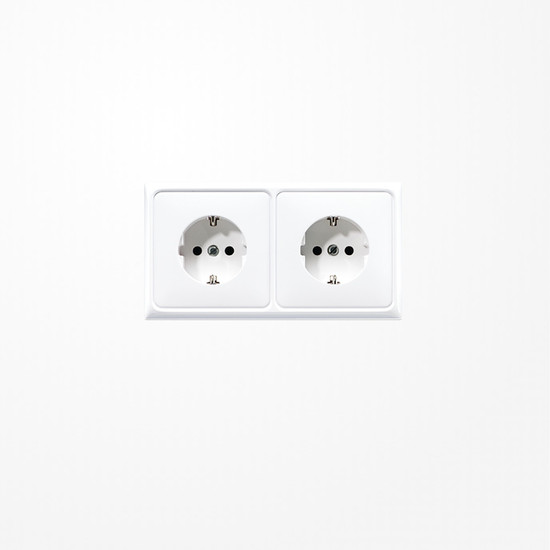 Jung CD522BFWW Kabelkanal-SCHUKO-Steckdose, 2fach, 16 A 250 V ~, Thermoplast, Serie CD, alpinweiß
