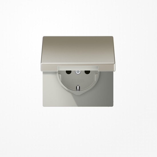 Jung ES1520KL SCHUKO-Steckdose, 16 A 250 V ~, Klappdeckel, Serie LS, Edelstahl
