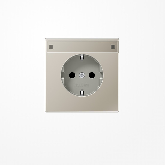 Jung ES1520NA SCHUKO-Steckdose, 16 A 250 V ~, mit Schriftfeld, Serie LS, Edelstahl