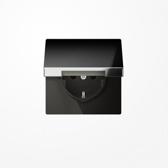 Jung GCR1520KIKL SCHUKO-Steckdose, 16 A 250 V ~, SAFETY+, Klappdeckel, Metall verchromt, Serie LS, glanzchrom