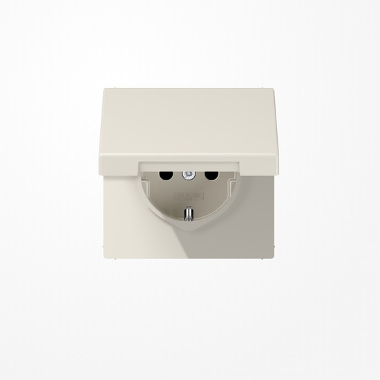 Jung LS1520BFKL SCHUKO-Steckdose, 16 A 250 V ~, Klappdeckel, Thermoplast, Serie LS, weiß