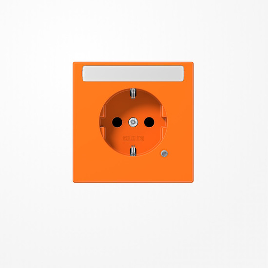 Jung LS1520BFNAKOO SCHUKO-Steckdose, 16 A 250 V ~, mit Funktionsanzeige, mit Schriftfeld, SAFETY+, Thermoplast, Serie LS, orange (für ZSV)