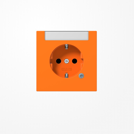 Jung LS1520INAKOO SCHUKO-Steckdose, 16 A 250 V ~, mit Funktionsanzeige, mit integriertem Beschriftungsfeld (sprühnebeldicht), SAFETY+, Thermoplast, Serie LS, orange (f