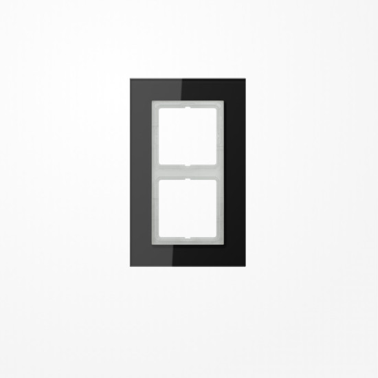 Jung LSP982GLSW Glasrahmen 2fach, senkrechte und waagerechte Montage, Glas, LS PLUS, schwarz (Glas)