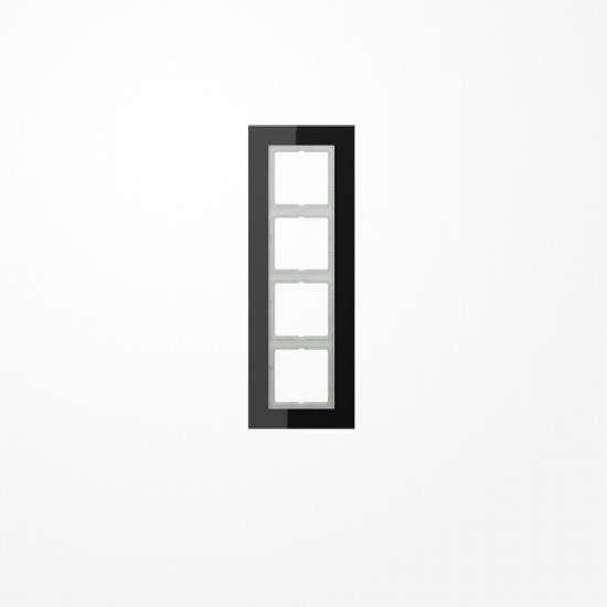 Jung LSP984GLSW Glasrahmen 4fach, senkrechte und waagerechte Montage, Glas, LS PLUS, schwarz (Glas)