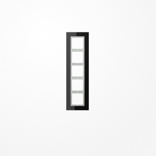 Jung LSP985GLSW Glasrahmen 5fach, senkrechte und waagerechte Montage, Glas, LS PLUS, schwarz (Glas)