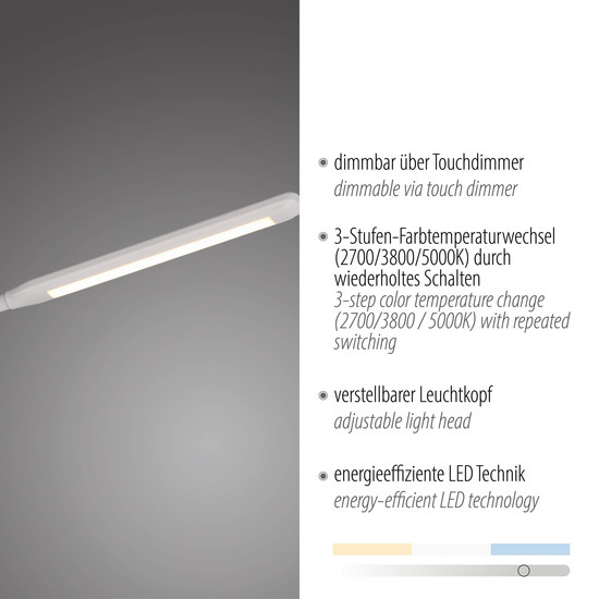 JUST LIGHT ELLY LED Stehleuchte CCT Dimmbar 6W weiss 11031-16