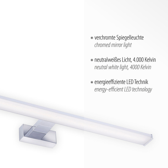 JUST LIGHT MATTIS LED Spiegelleuchte Neutralweiss 10,5W chrom 11133-17