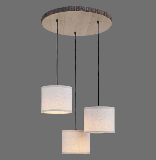 JUST LIGHT BARK Deckenleuchte E27 max. 40W 3-fach Holzdekor 11236-79