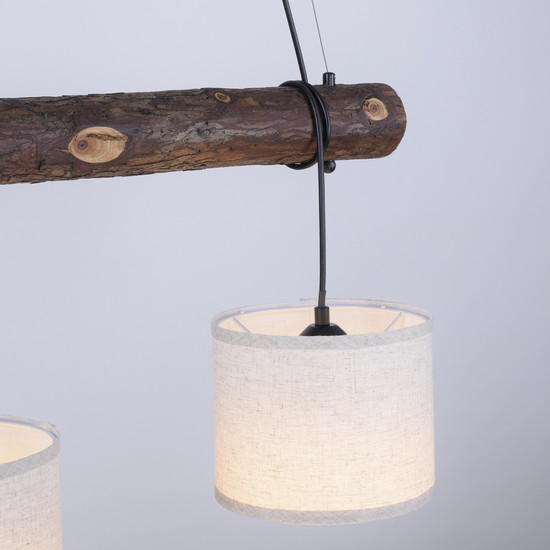 JUST LIGHT BARK Pendelleuchte E27 max.40W 3-fach Braun/Cremeweiß 11238-79
