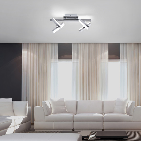 JUST LIGHT RICO LED Deckenleuchte Warmweiss 8W 4-fach stahl 11277-55