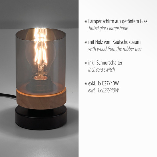 JUST LIGHT PASQUAL Tischleuchte E27 max.40W schwarz 11310-18