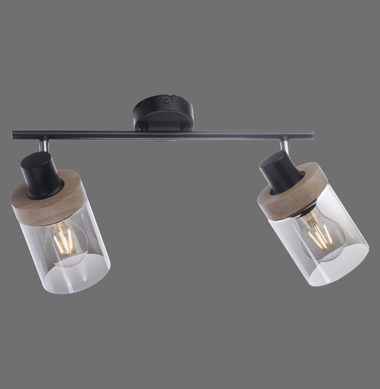 JUST LIGHT PASQUAL Wand- und Deckenleuchte E27 max.80W 2-fach schwarz 11312-18