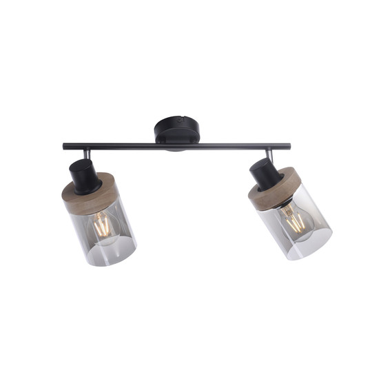JUST LIGHT PASQUAL Wand- und Deckenleuchte E27 max.80W 2-fach schwarz 11312-18