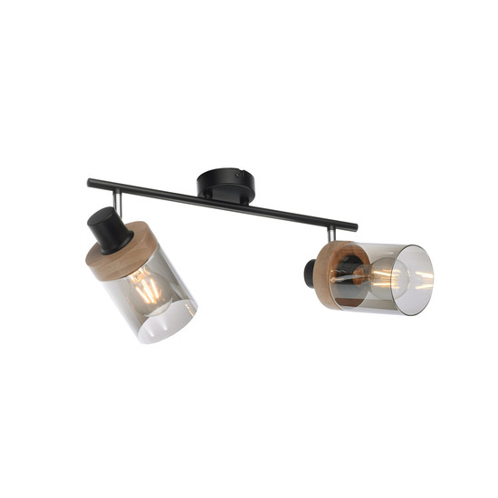 JUST LIGHT PASQUAL Wand- und Deckenleuchte E27 max.80W 2-fach schwarz 11312-18