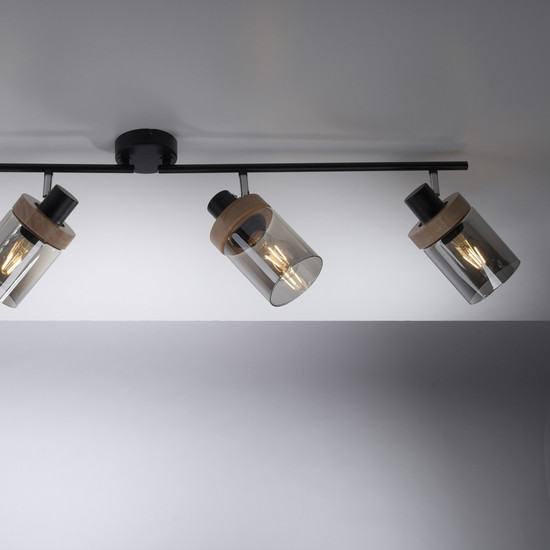JUST LIGHT PASQUAL Deckenleuchte E27 max.160W 4-fach schwarz 11313-18