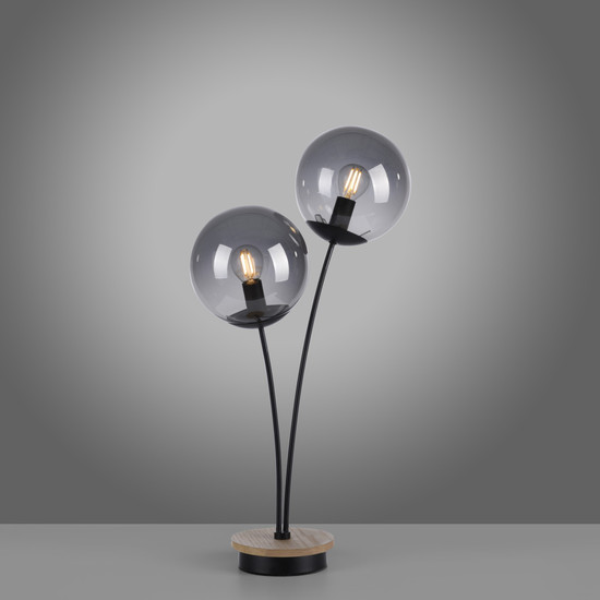JUST LIGHT GERDA WIDOW Tischleuchte E14 max.50W 2-fach Holz-natur 11390-79
