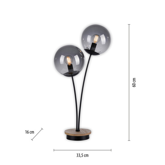 JUST LIGHT GERDA WIDOW Tischleuchte E14 max.50W 2-fach Holz-natur 11390-79