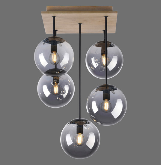 JUST LIGHT GERDA WIDOW Deckenleuchte E14 max.125W 5-fach Holz-natur 11395-79