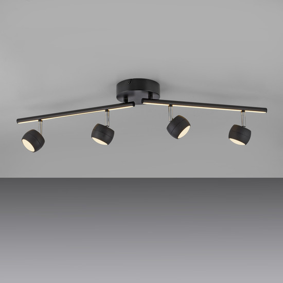 JUST LIGHT JARIK LED Deckenleuchte Warmweiss 10,8W 5-fach schwarz 11402-18