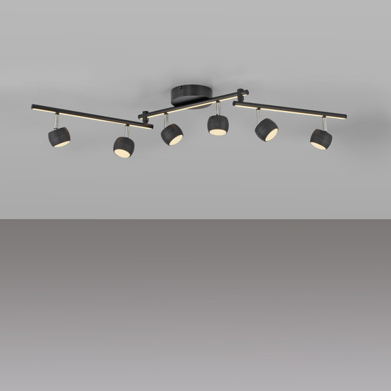 JUST LIGHT JARIK LED Deckenleuchte Warmweiss 16W 7-fach schwarz 11403-18