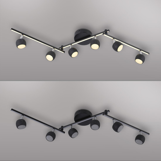 JUST LIGHT JARIK LED Deckenleuchte Warmweiss 16W 7-fach schwarz 11403-18