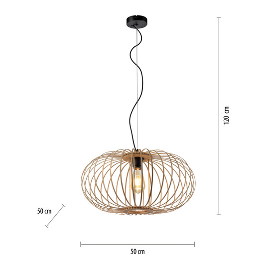 JUST LIGHT RACOON Pendelleuchte E27 max. 40W Holz-natur 11409-79