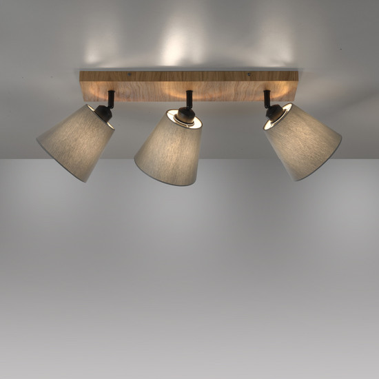 JUST LIGHT GERDA MICHEL Deckenleuchte E27 max. 40W 3-fach Holz-natur 11582-79