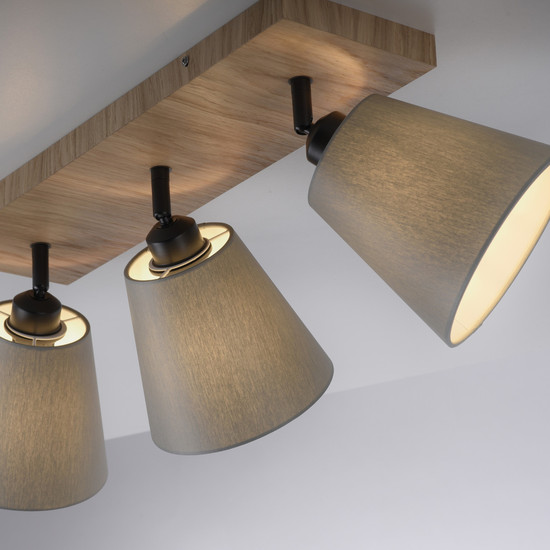 JUST LIGHT GERDA MICHEL Deckenleuchte E27 max. 40W 3-fach Holz-natur 11582-79