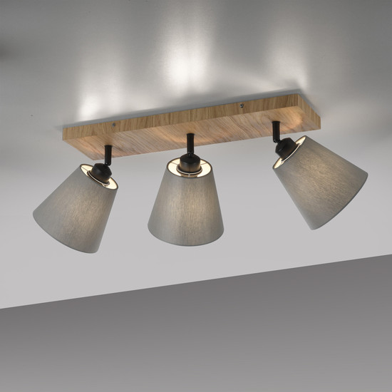 JUST LIGHT GERDA MICHEL Deckenleuchte E27 max. 40W 3-fach Holz-natur 11582-79